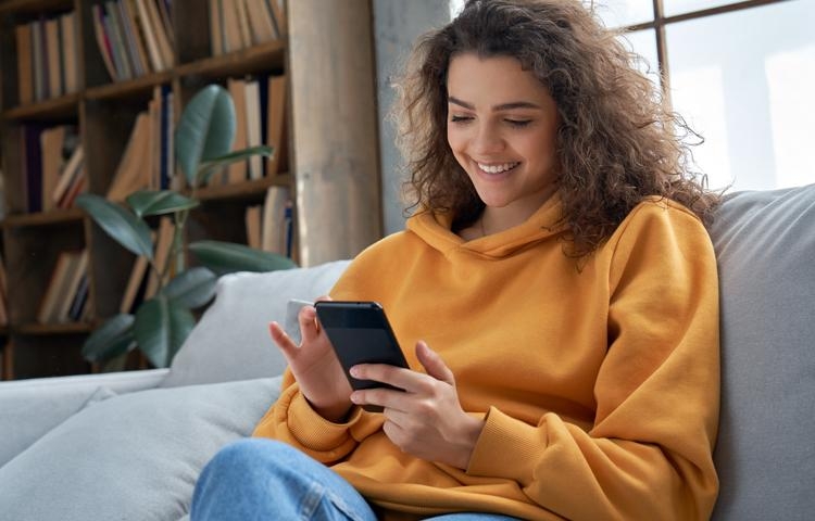 girl looking at phone